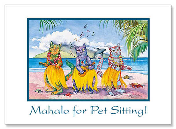 Meow Hula Halau - Pet Sitting Greeting Card Meow Hula Halau - Pet Sitting Greeting Card