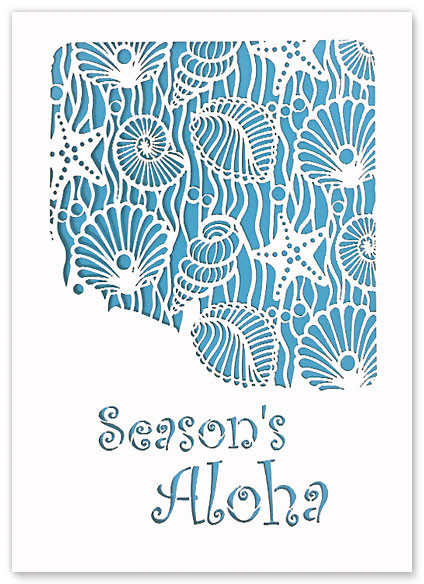 Season's Aloha Shells by Pacifica Collection - Laser Cut Holiday Greeting Card