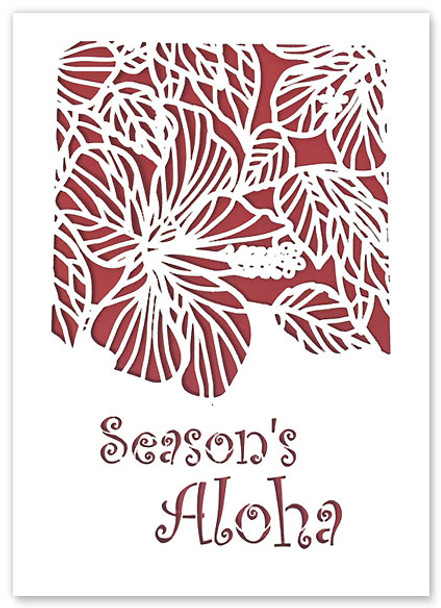 Season's Aloha Big Hibiscus - Laser Cut Holiday Greeting Card Season's Aloha Big Hibiscus - Laser Cut Holiday Greeting Card