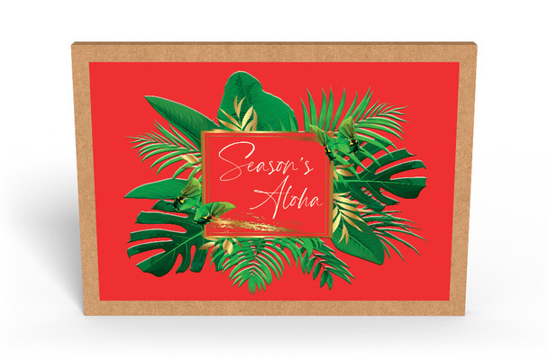 Hawaiian Holiday Palm Leaves - Season's Aloha - Holiday Box Set Greeting Card Hawaiian Holiday Palm Leaves - Season's Aloha - Holiday Box Set Greeting Card