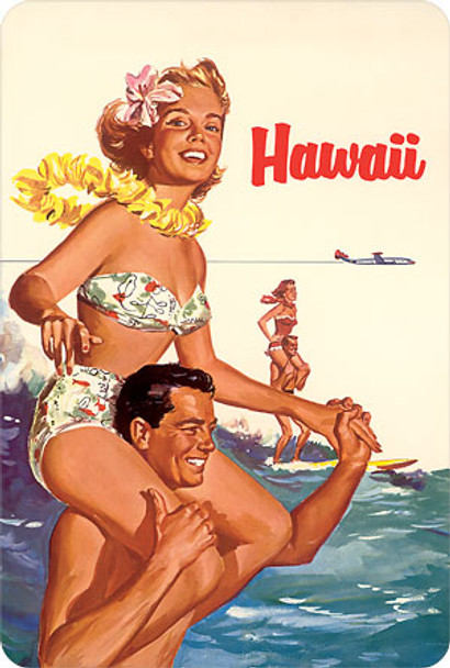 Hawaii Northwest Orient Airlines Tandem Surfing - Hawaiian Vintage Postcard Hawaii Northwest Orient Airlines Tandem Surfing - Hawaiian Vintage Postcard