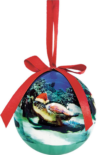 Turtle Santa - Hawaiian Boxed Christmas Ball Ornament