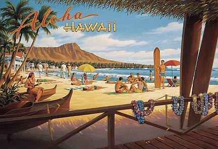 Aloha Hawaii - Waikiki Beach - Magnet