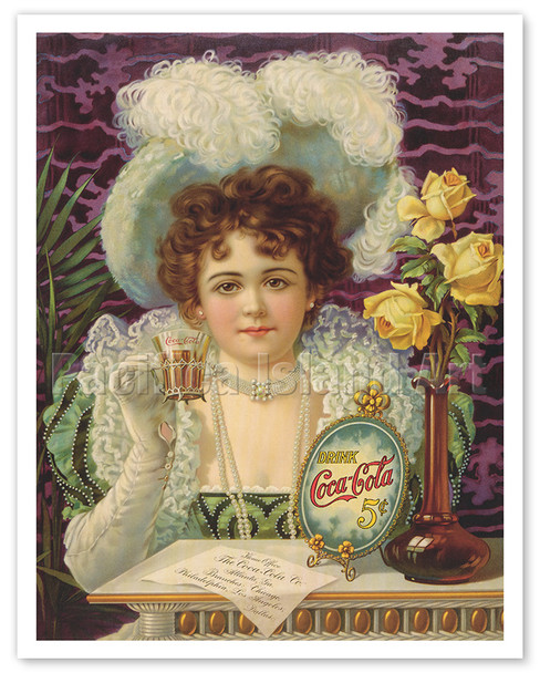 Drink Coca Cola 5 Cents - Modeled by Hilda Clark - c. 1890