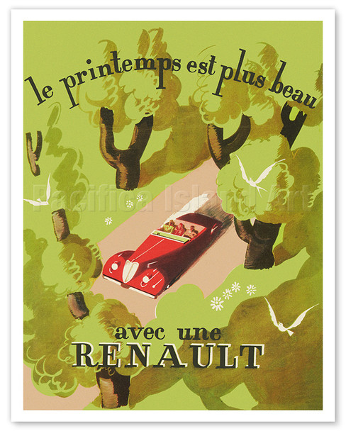 Spring is more beautiful with a Renault Nervastella (Le printemps est plus beau avec une Renault) - c. 1935