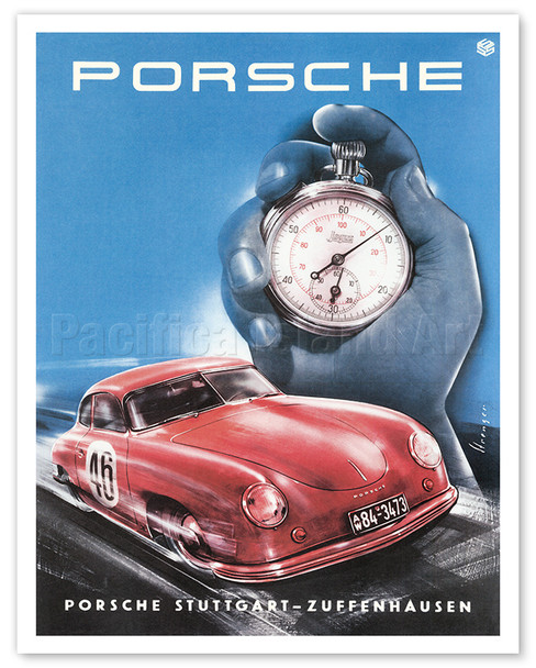 Porsche 356 Sports Car - Vintage Showroom Poster - c. 1940's