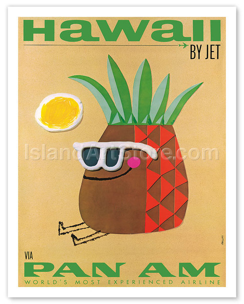 Pan Am Hawaii by Jet, Pineapple Head - Poster by Jean Carlu Phillips