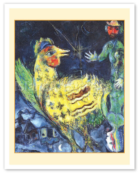 Rooster On A Black Background - c. 1968 - Poster by Marc Chagall
