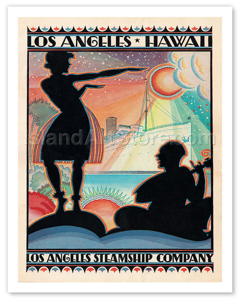 Los Angeles Steamship Company - Hawaii, Dancing Hula Girl - Vintage Menu Cover