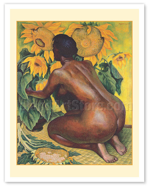 Women on her Knees with Sun Flowers (Mujer de rodillas con girasoles) - c. 1946