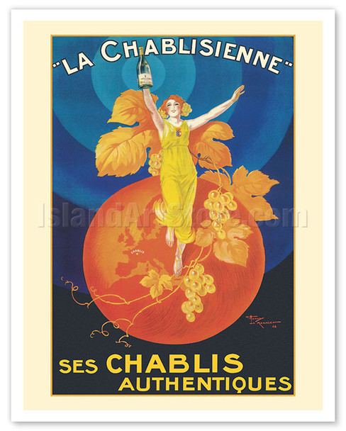 La Chablisienne Wine - Their Authentic Chablis (Ses Chablis Authentiques) - c. 1926 - Poster by Henri Le Monnier