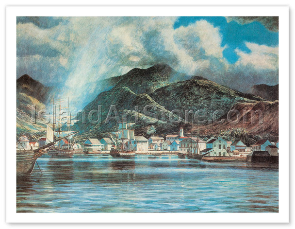 Honolulu Harbor 1850 - Poster by Peter Hurd