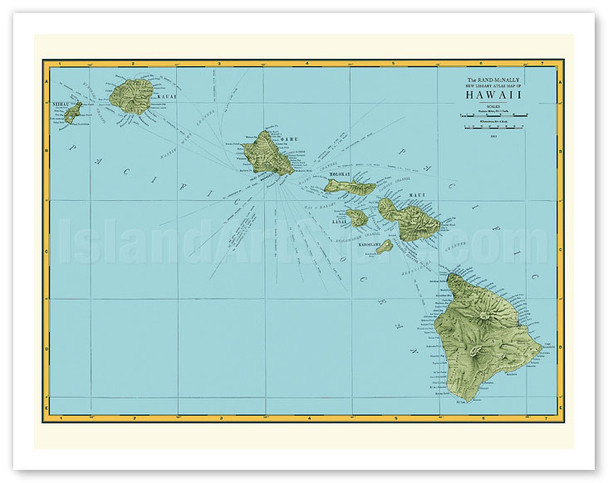 Rand McNally Atlas Map of Hawaii - Vintage Map