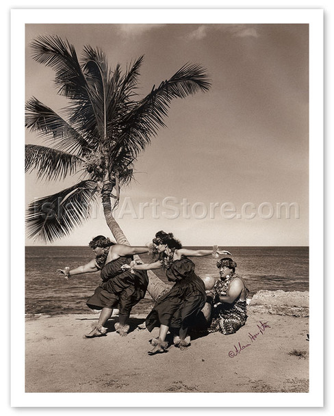 Hula on the Beach - Hawaii - Poster by Alan Houghton