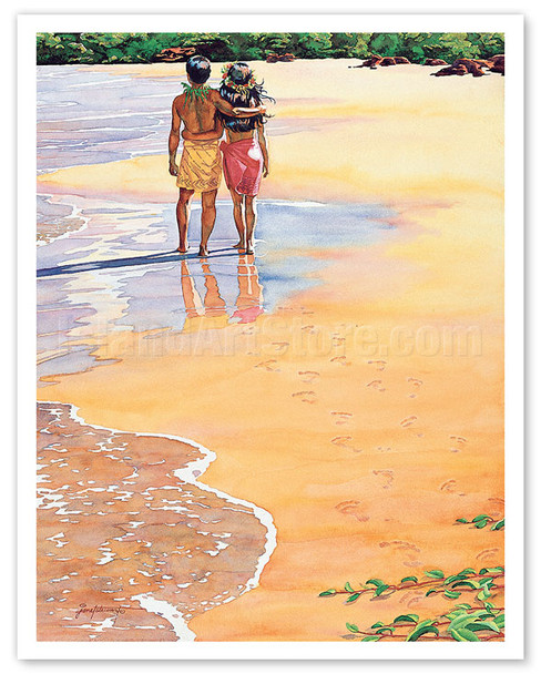 Sweethearts (Kekahi Mau Ipo) - Hawaiian Couple - Poster by Janet Stewart