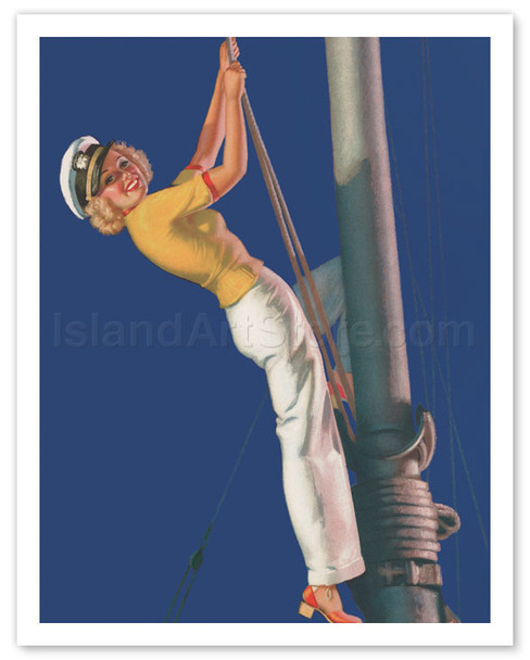 First Mate - Sailboat Sailor Pin Up Girl - Brown & Bigelow Company - Poster by Earl Moran