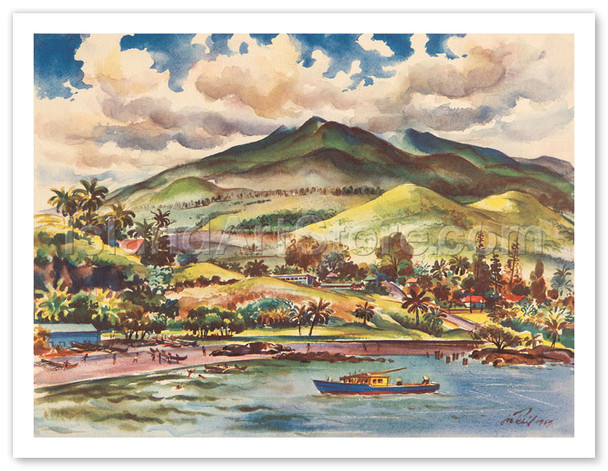 Beautiful Hana on Maui, Hawaii - United Air Lines Calendar - Poster by Joseph Fehér