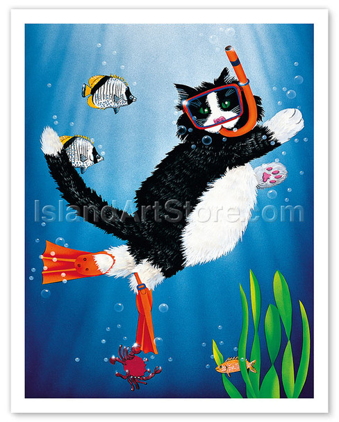 Snorkel Kitty - Poster by Peter Powell