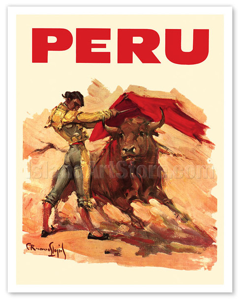 Peru - Pan American World Airways - Bullfighting Matador - c. 1946 - Poster by Carlos Ruano Llopis
