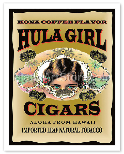 Hula Girl Cigars, Hawaii - Poster by Fred Robinson