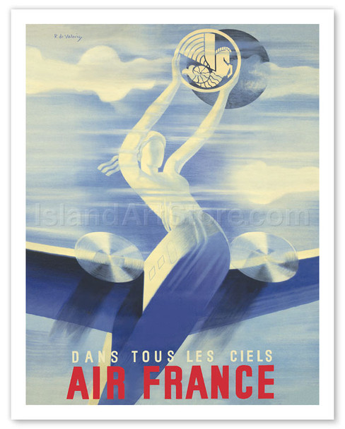 Flying Airplane - Dans Tous Les Ciels (In All the Skies) - Poster by Roger de Valerio