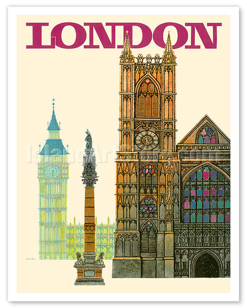 London UK - Westminster Abbey Church - c. 1960's - Poster by David Klein