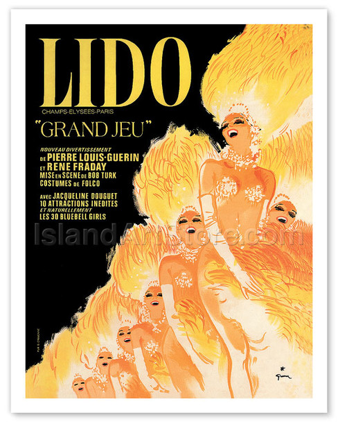 Lido - Grand Jeu - Cabaret Revue on Champs-Elysees, Paris - Poster by René Gruau