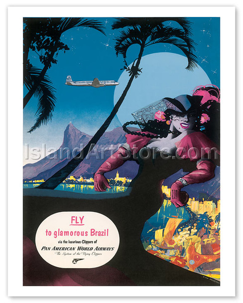 Pan Am, Fly to Glamorous Brazil - Poster by Mark von Arenburg
