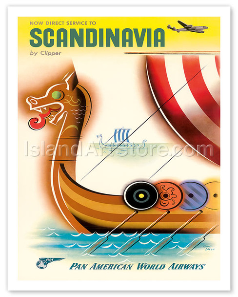 Pan Am Scandinavia Viking Ship - Poster by Jean Carlu