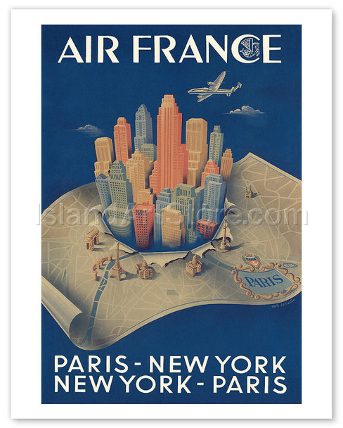 Aviation - Paris New York - New York Paris - Poster by Alphonse Dehedin