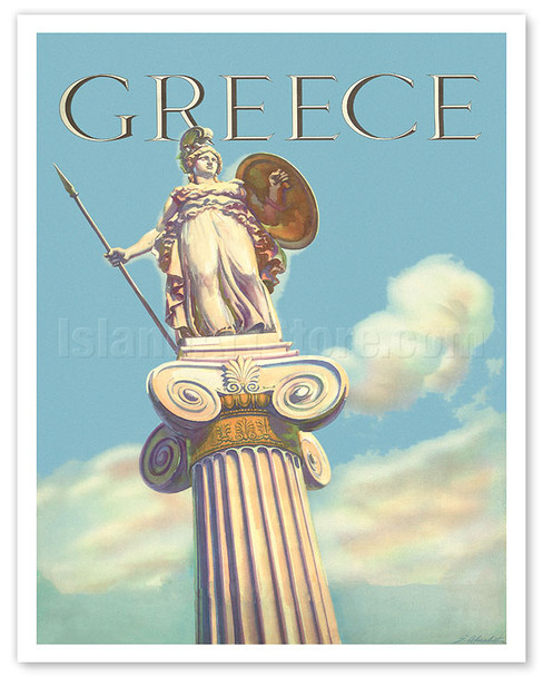 Greece - Athena, Goddess of War, Athens - c. 1955 - Poster by S. Almaliction