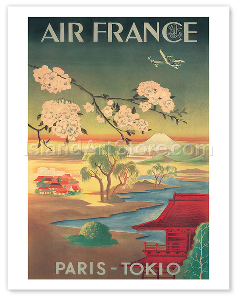 Aviation - Paris Tokio (Tokyo) - Mt. Fuji And Cherry Blossoms - Poster by Alain Perceval