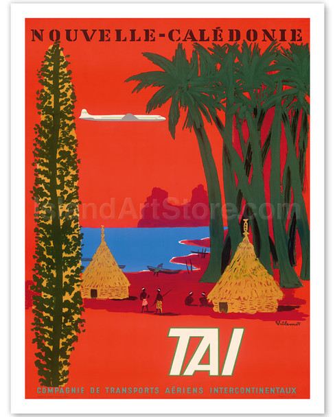 Nouvelle Calédonie (New Caledonia) - TAI Airline - Poster by Bernard Villemot