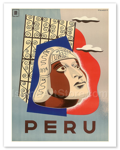 Peru - Head of Inca Native - Poster by Sabino Springett