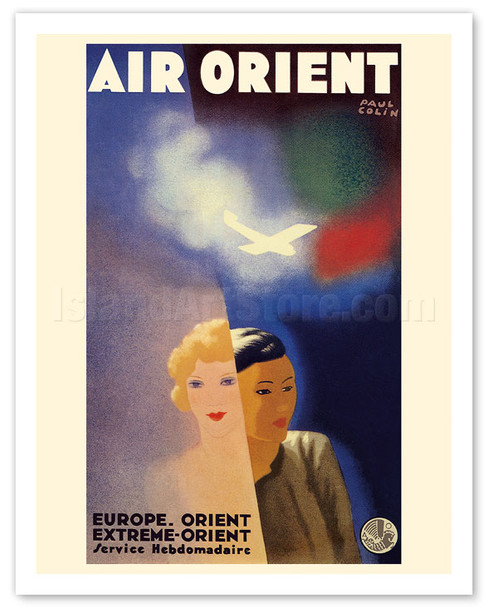 Air Orient - Service Weekly to Europe - East Asia (Orient) - Far East (Extrême-Orient) - c. 1933 - Poster by Paul Colin