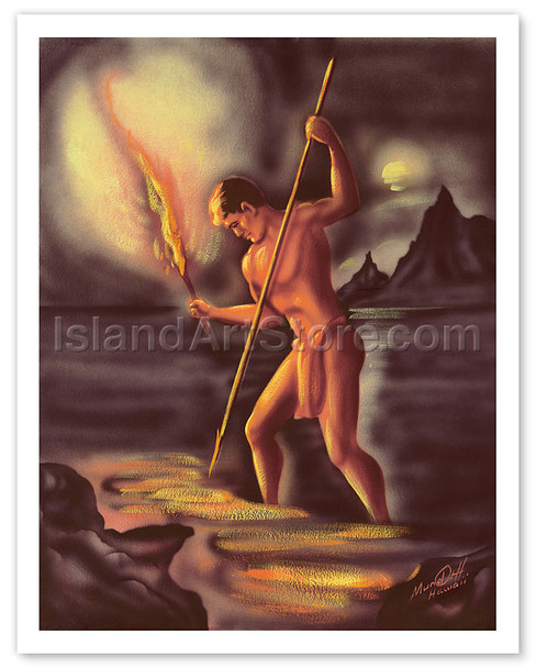 Night Fisherman, Cover from The Story of Hawaii - Poster by Ted Mundorff