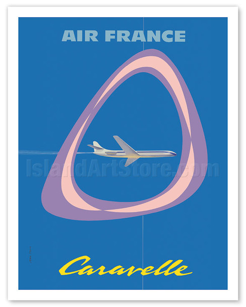 Caravelle Airplane - Caravelle F-BHRB "Lorraine" Jet Airliner - Poster by Jean Colin