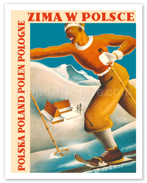 Zima w Polsce (Winter in Poland) - Polska (Polish) - Polen - Pologne - Cross Country Ski - Poster by Mieczysław Rózański