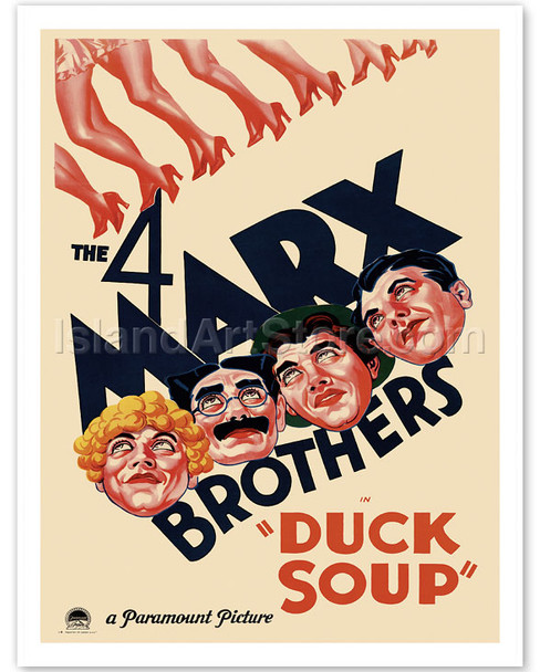 The 4 Marx Brothers in Duck Soup - Vintage Movie Poster