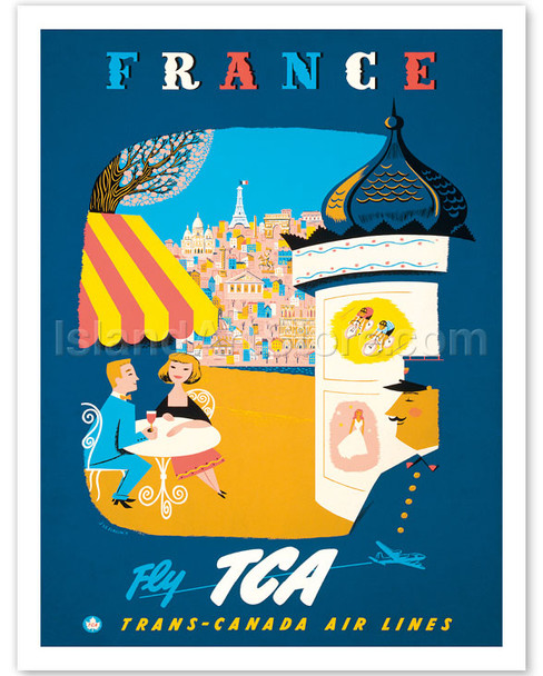 France - Fly TCA, Trans-Canada Air Lines - View of Paris - Poster by Jacques Le Flaguais