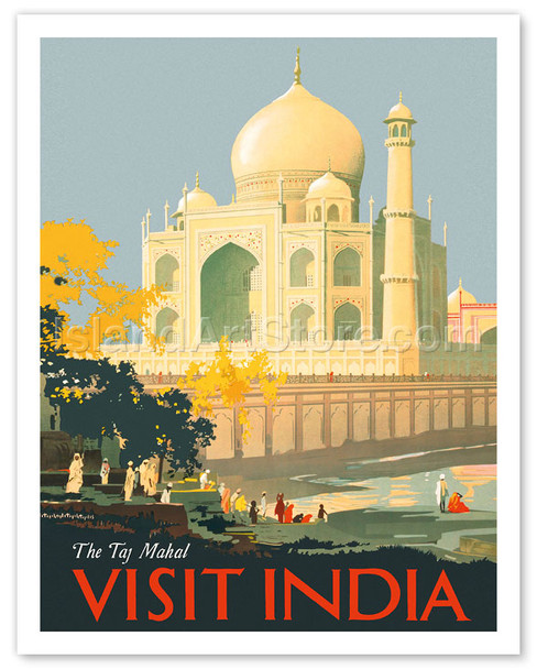 Visit India - Taj Mahal - Agra, India - Poster by William Spencer Bagdatopoulos
