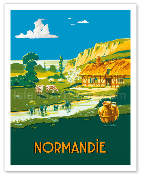 Normandie (Normandy) France - L'été . . . L'état (Summer is here) - French State Railways - Poster by Lucien Baubaut