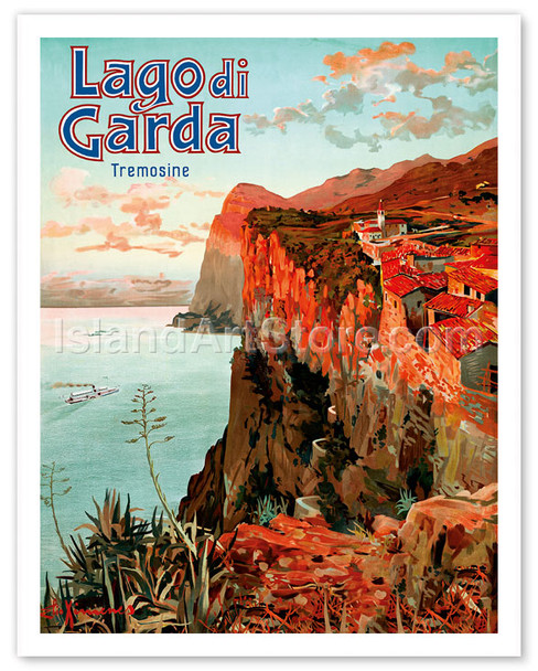 Lago di Garda (Lake Garda) - Tremosine, Italy - Poster by Ettore Ximenes (Elio)