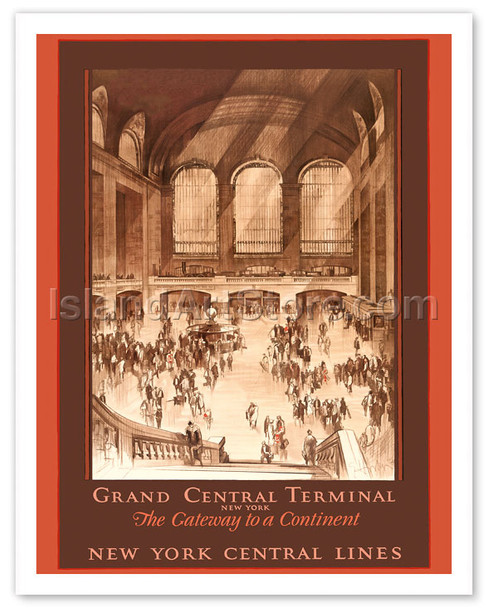 Grand Central Terminal, New York - The Gateway to a Continent - New York Central Lines - Poster by Earl Horter