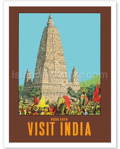 Visit India - Bodh Gaya - Mahabodhi Temple - Bihar, India - Poster by W.S. Bylityllis