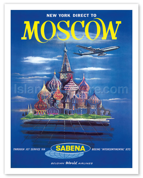 New York Direct to - Moscow, Russia - Sabena Belgian World Airlines