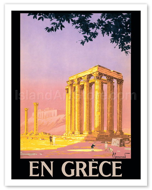 En Grèce (in Greece) - Ancient Temple of Zeus - Athens, Greece - Poster by Pierre Commarmond