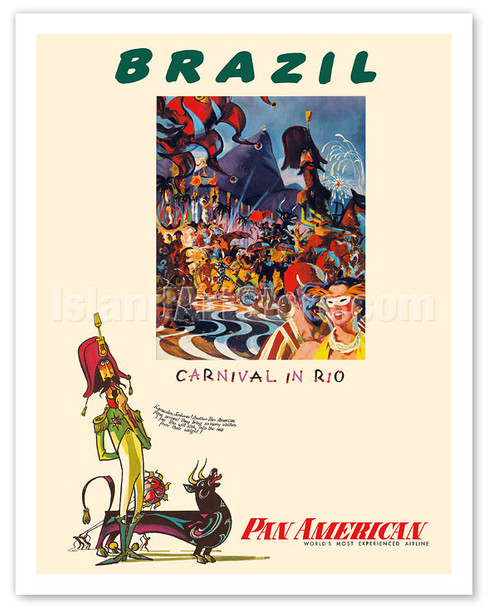 Brazil - Carnival in Rio - Pan American World Airways - Poster by William Linzee Prescott