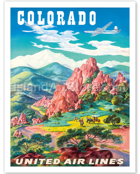 Colorado - United Air Lines - Garden of the Gods, Colorado Springs - Poster by Joseph Fehér