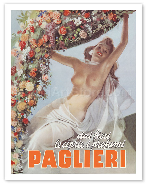 Paglieri - Dai Fiori Le Ciprie i Profumi (From the Flowers come the Powders and Scents of Paglieri) - Naked Woman - Poster by Gino Boccasile